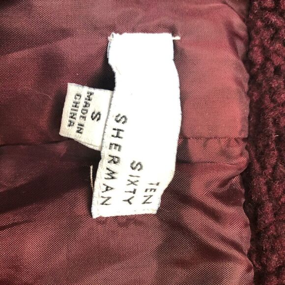 T-104~ TEN SIXTY SHERMAN TEDDY FLEECE TRUCKER JACKET MERLOT WINE RED sz S - Picture 3 of 4
